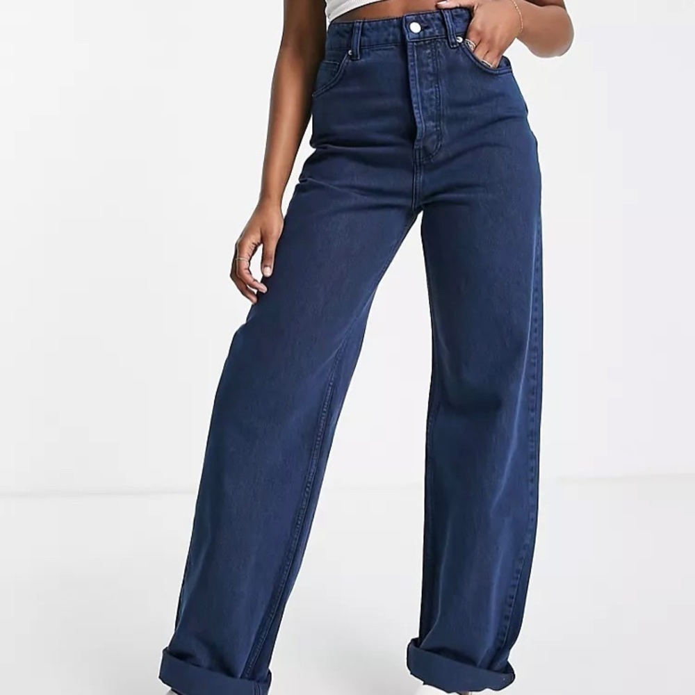 Topshop oversized Mom jeans in colbat blue rinse high  waisted